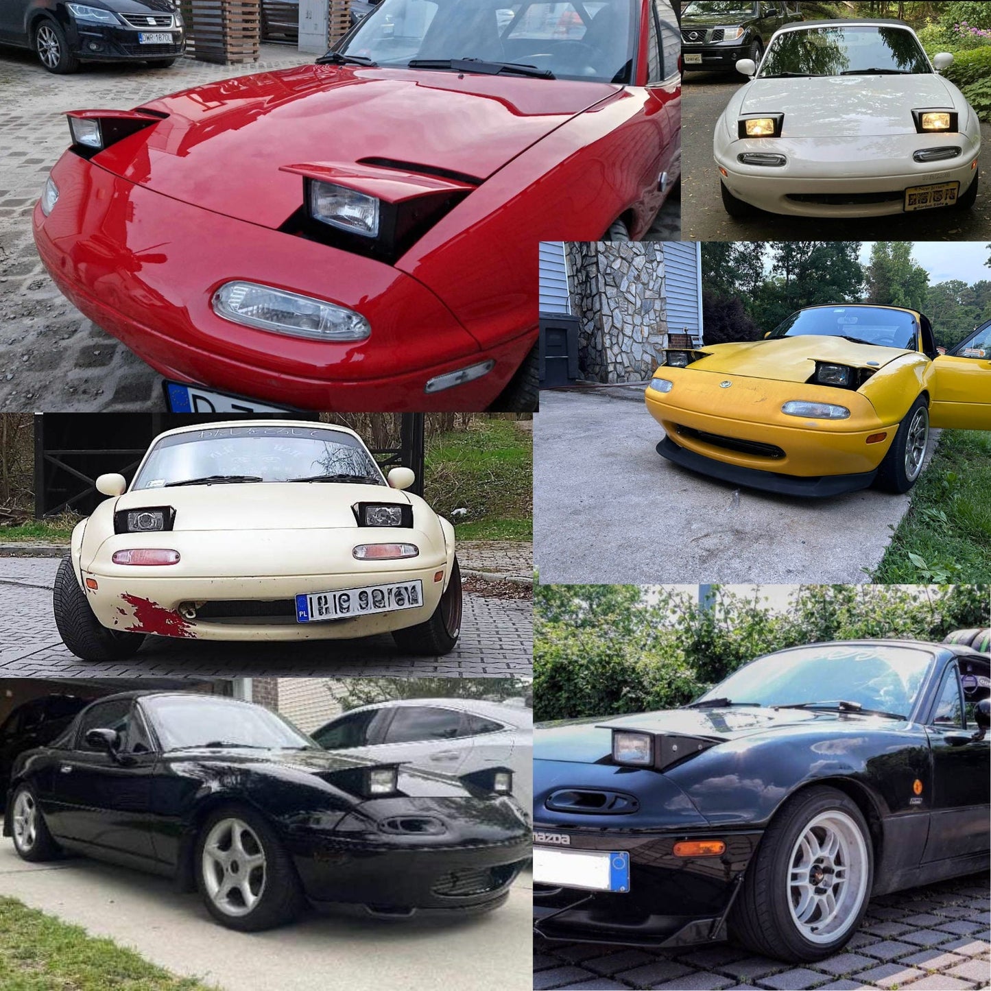 Low Profile Headlight Kit, Rectangle Lights for Mazda MX5 Miata NA