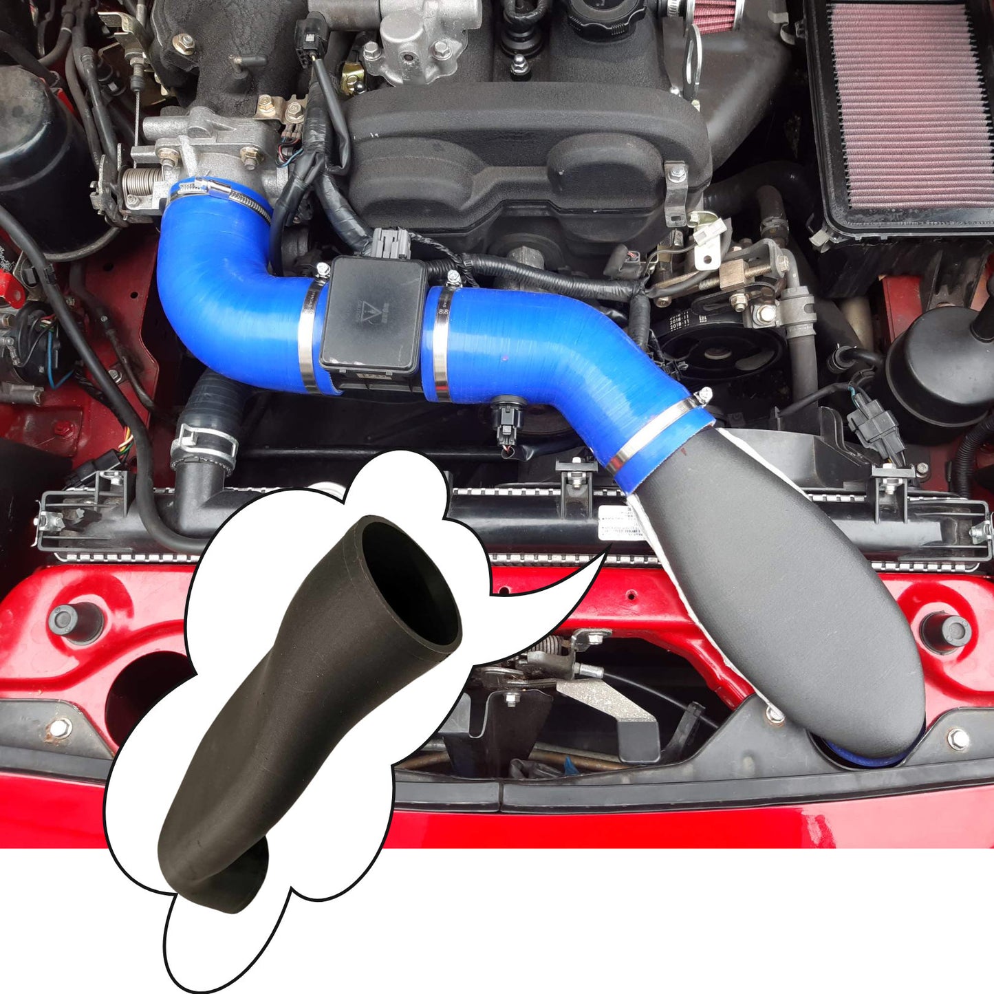 Mazda mx5 miata on 1.8 Cobra Intake, the coldest possible air intake for your car